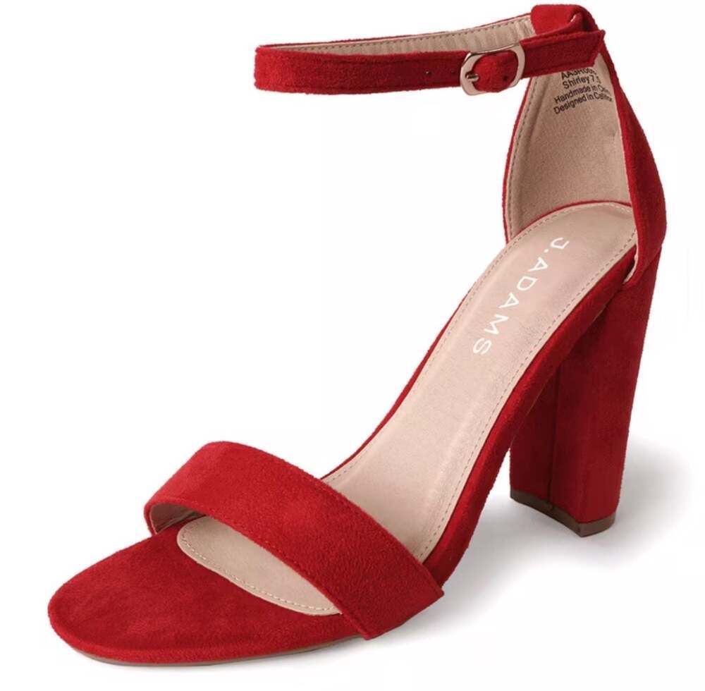J. Adams Shirley Red Suede Block Heel Sandals Size 11